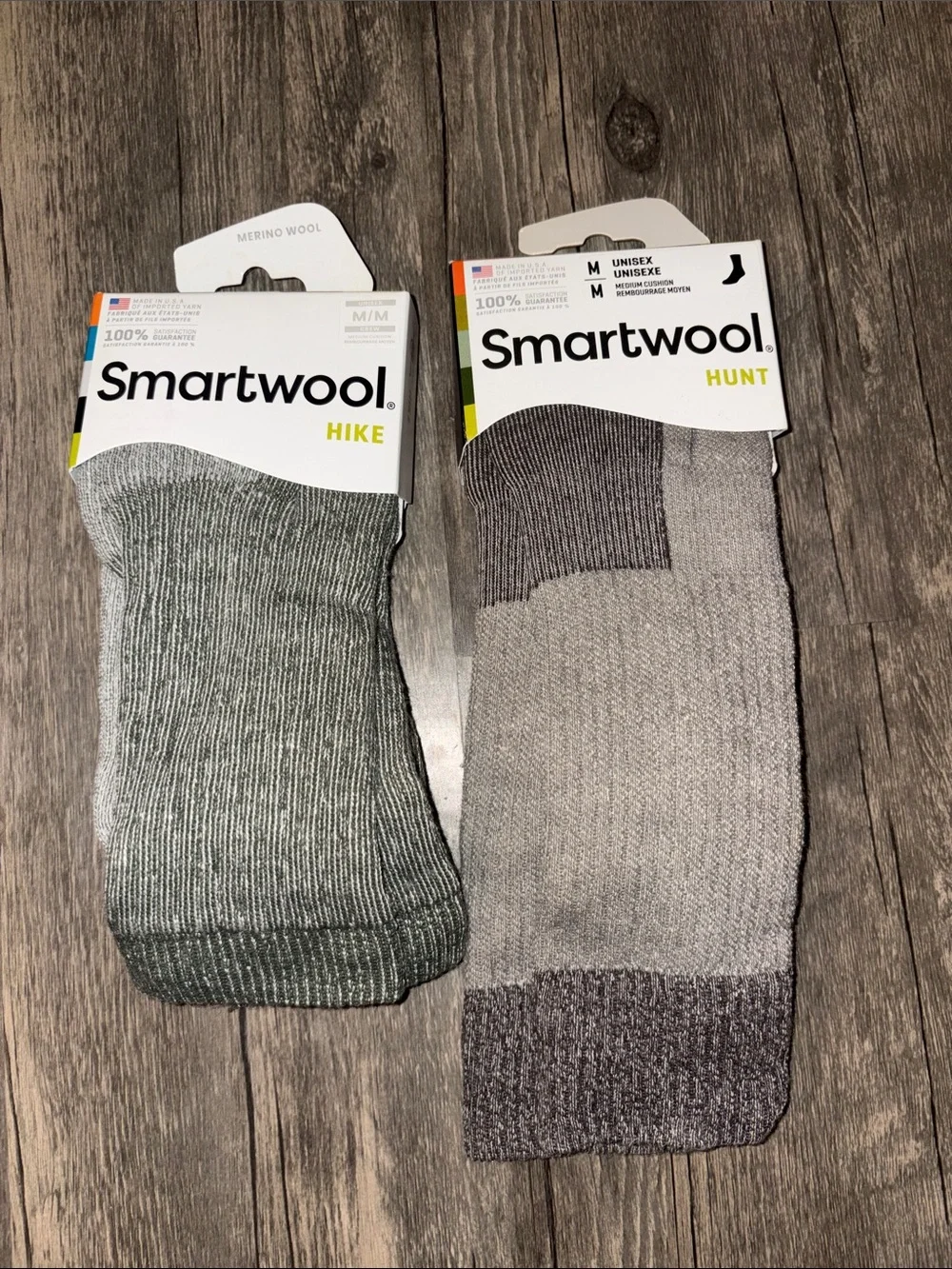 Smartwool Men’s Casual Crew Socks in Gray and Olive Green pack of two - NWT med
